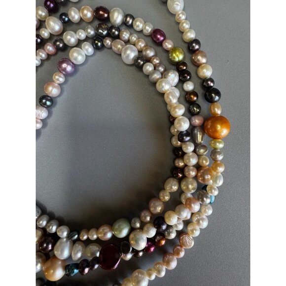 72" Multicolor Baroque Cultured Freshwater Pearl Endless Rope Necklace - Picture 5 of 9